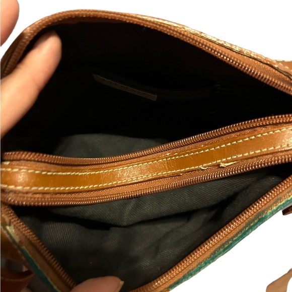 Bass vintage green and brown leather shoulder bag some wear - Picture 6 of 10